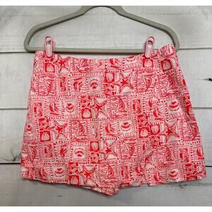 Lilly Pulitzer Sz 10 Skort Red White Seashell Print Preppy Vacation Summer